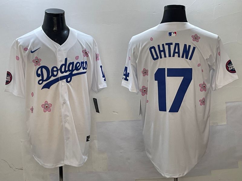Men Los Angeles Dodgers #17 Ohtani White Sakura Edition 2025 Nike MLB Jersey style 1->los angeles dodgers->MLB Jersey